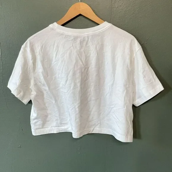 Nike Women's Cropped Top T-Shirt Short Sleeve Crewneck M Loose Fit White - Picture 3 of 4